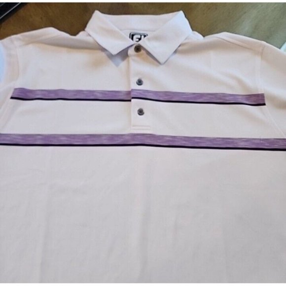 Footjoy Golf Polo Men's XL Extra Large Purple Stripe Badlands Las Vegas Logo - Picture 10 of 11